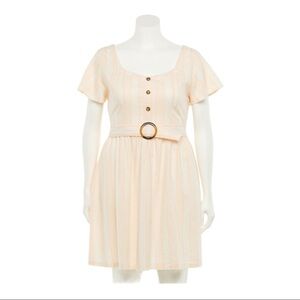 New! So Bohemian Smocked Belted Fit & Flare Stripes Casual Dress